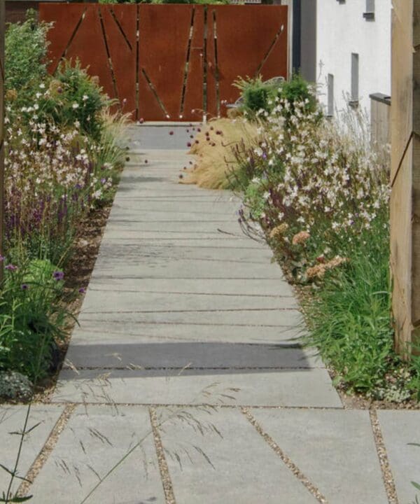Trapezium slab on a pathway