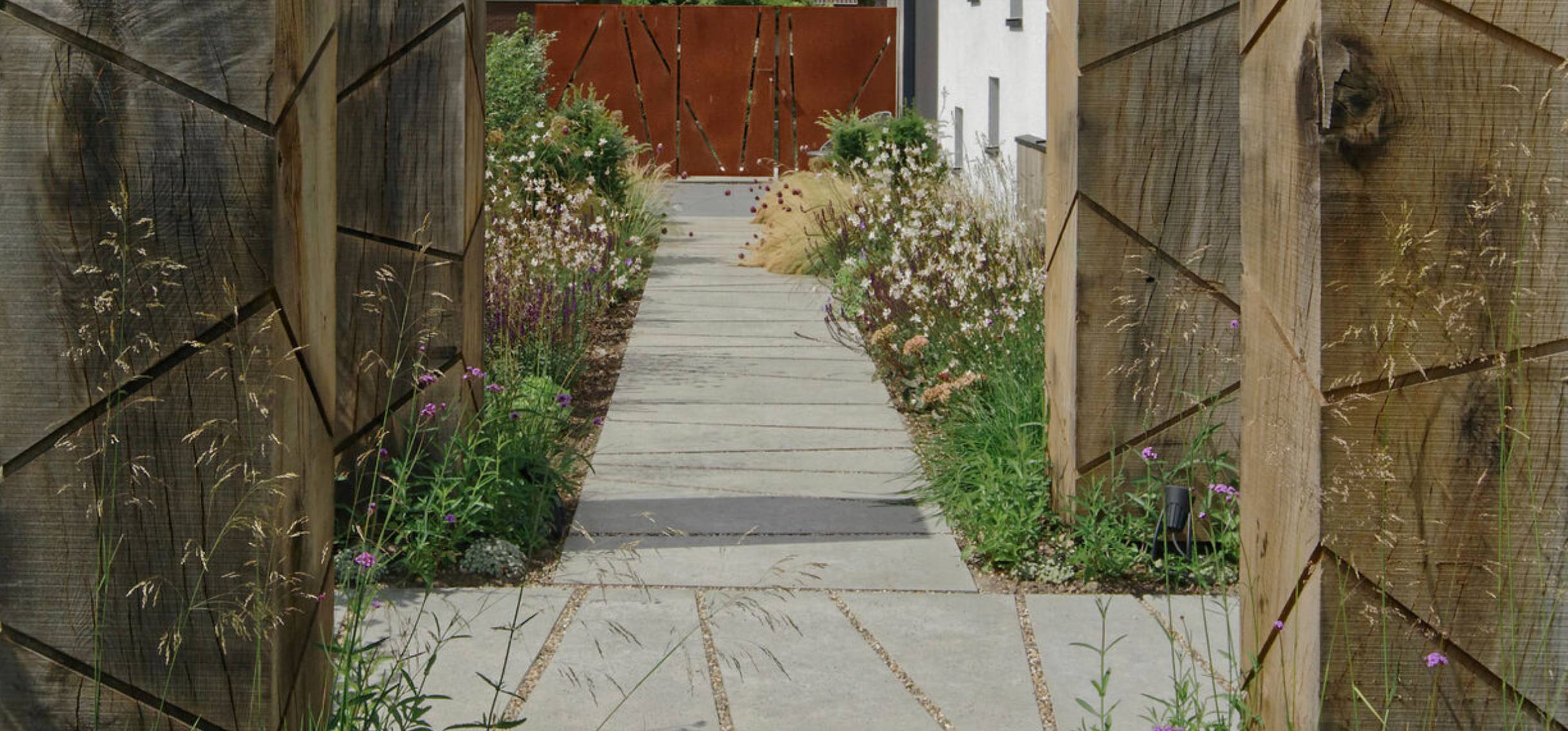 Trapezium slab on a pathway