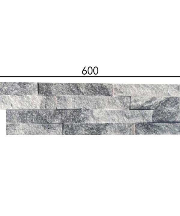 Silver Grey Quartz Cladding on white background with measurements