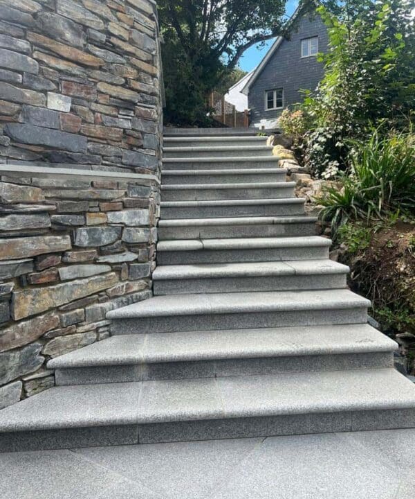 Sawn Silver Grey Granite Bullnose Step