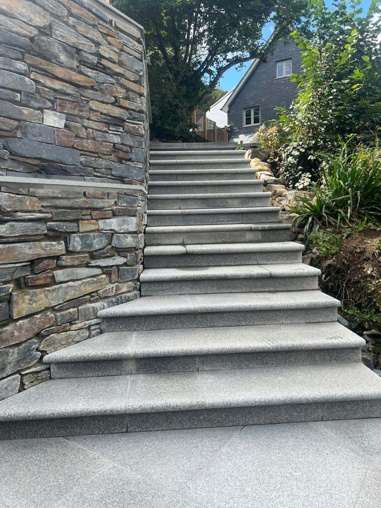 Sawn Silver Grey Granite Bullnose Step