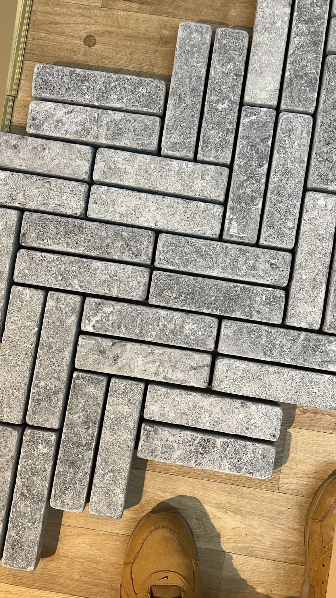 Millbrook Grey Limestone Setts laid out in a pattern