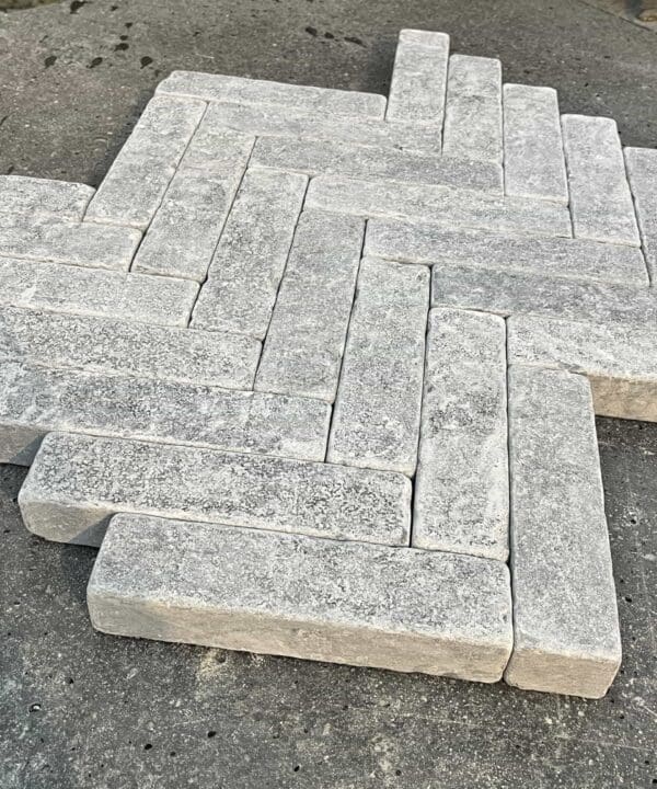 Millbrook Grey Limestone Setts laid out in a pattern