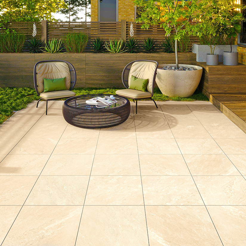 Cano Ivory slabs in a garden