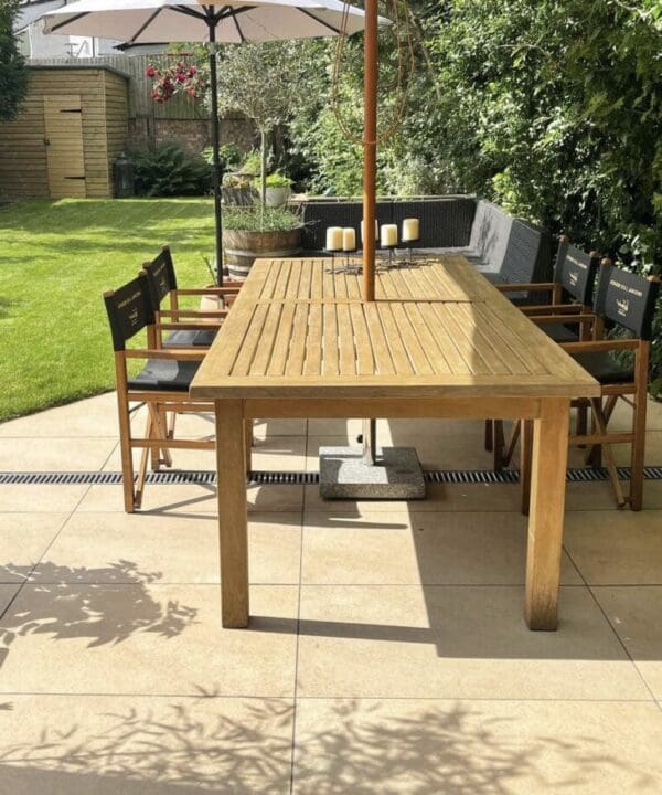 Hammerstone Beige patio in a garden