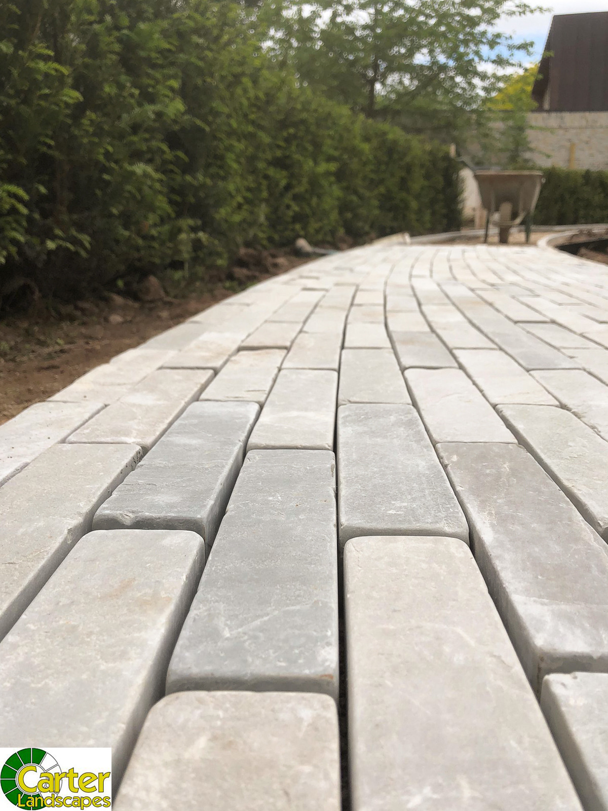 Kandla Grey Setts being laid on a pathway
