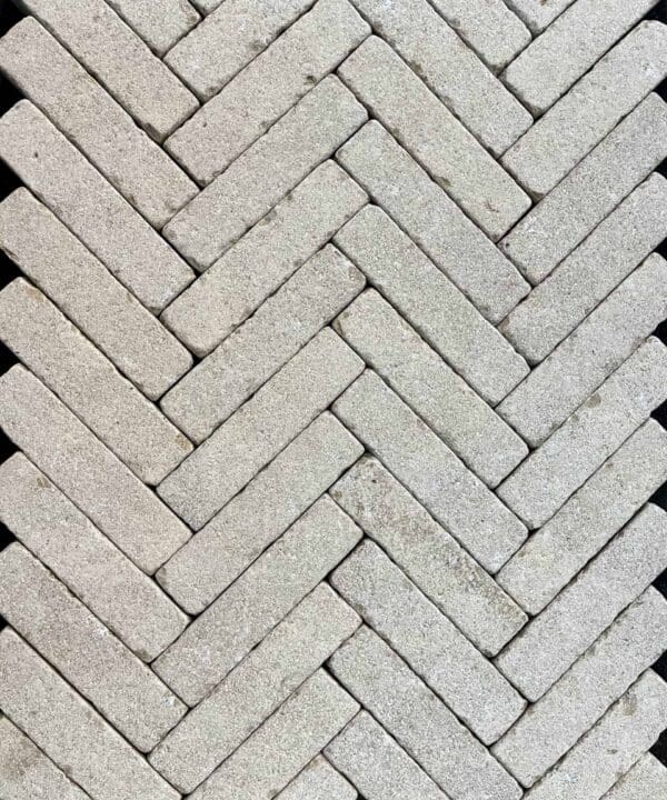 Millbrook Pearl Dual-Face Limestone Setts laid out in a pattern