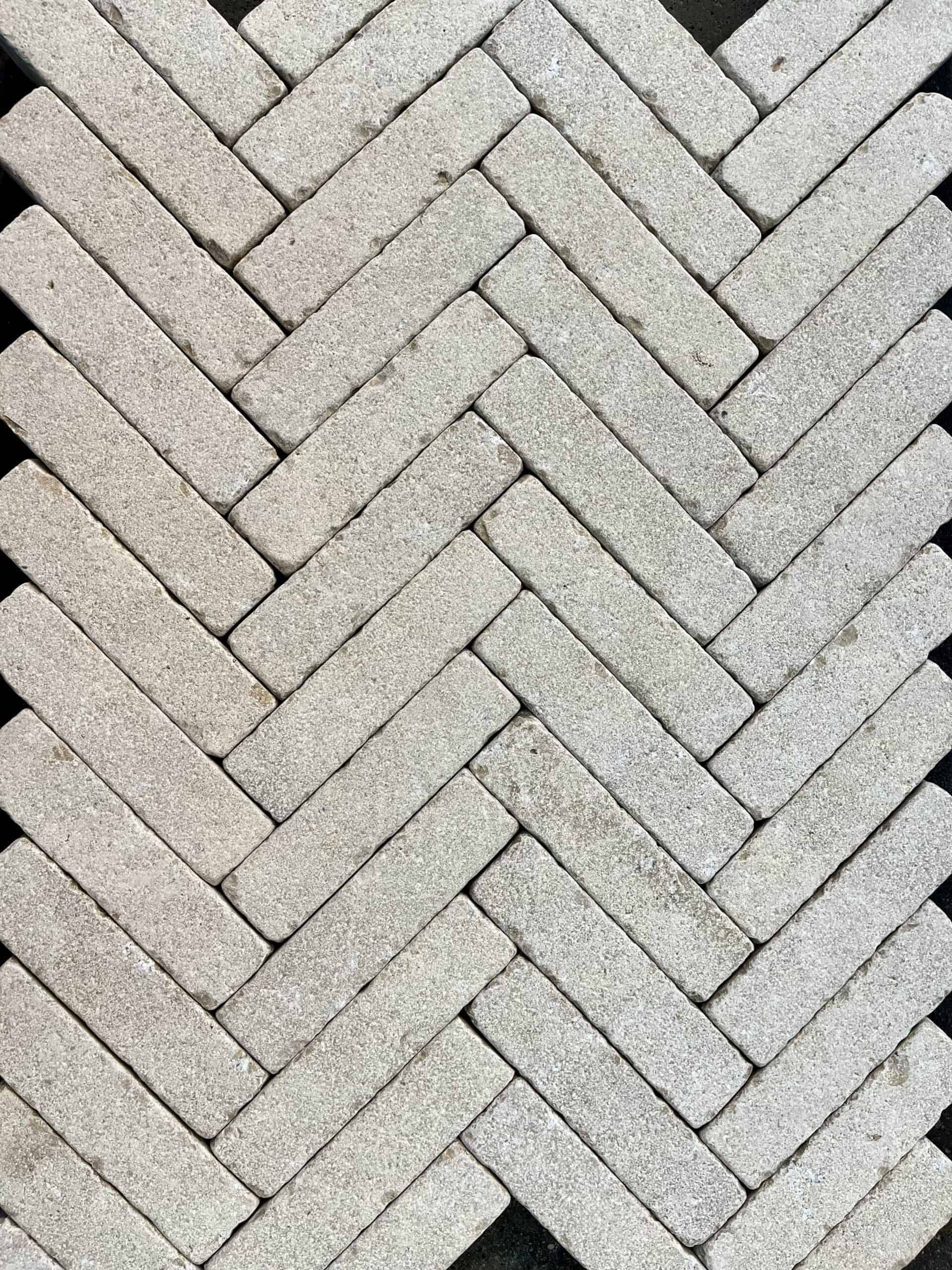 Millbrook Pearl Dual-Face Limestone Setts laid out in a pattern