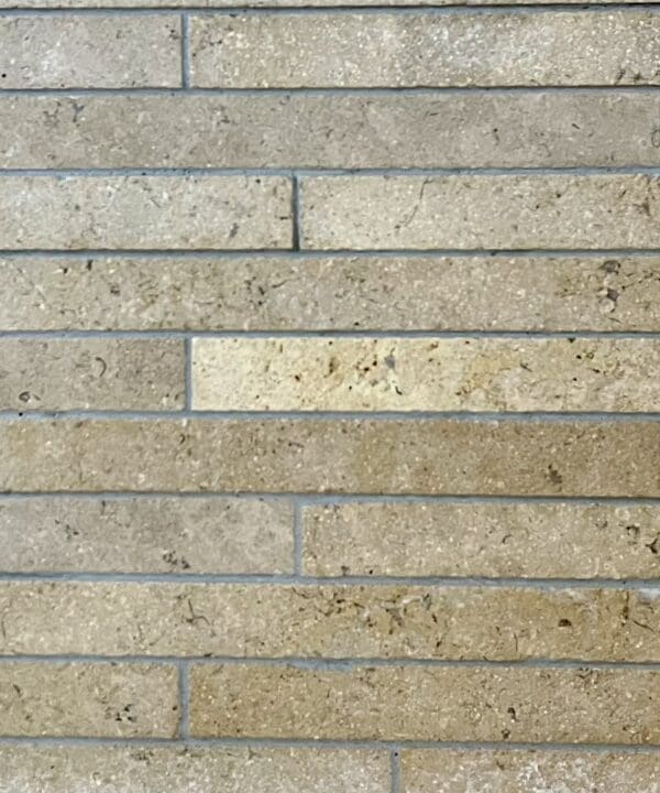 Millbrook Pearl Linear Limestone set in place